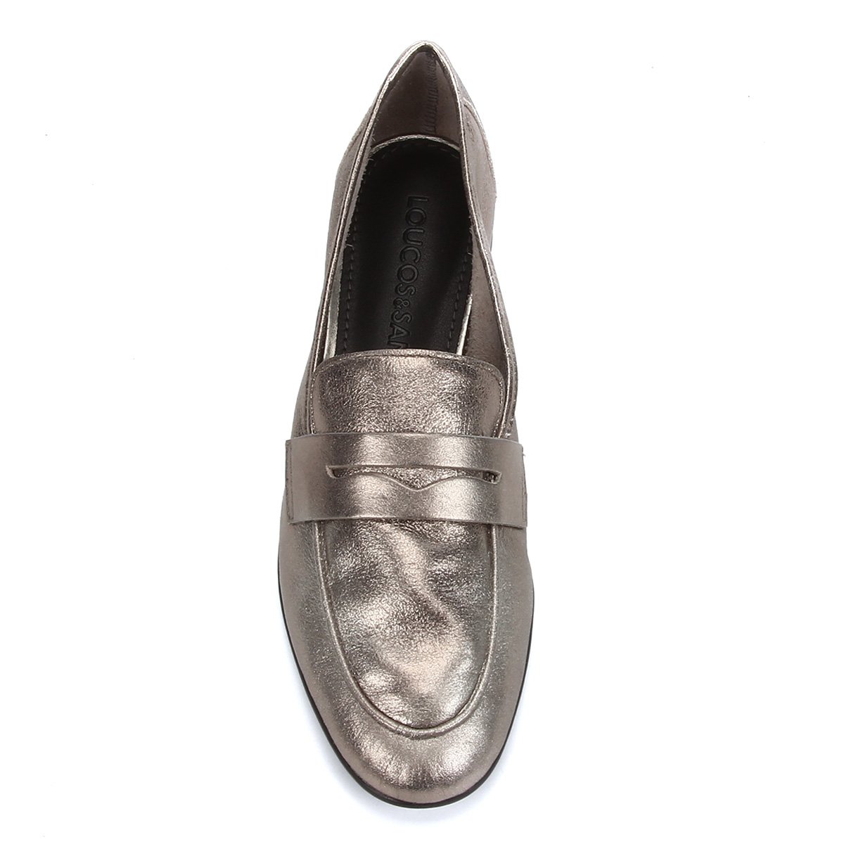 Mocassim Couro Loucos \u0026 Santos Metalizado Feminino - Grafite | Zattini